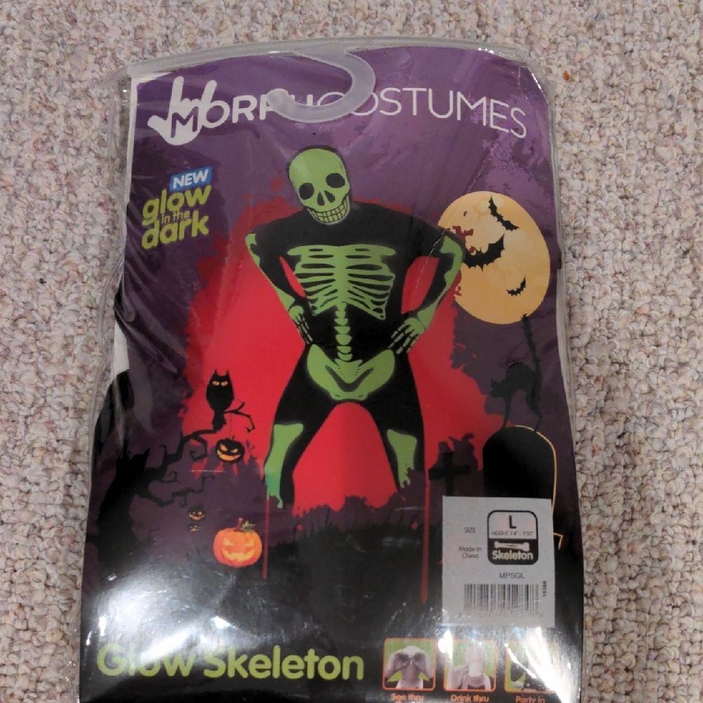 Morphe Glow Skeleton‎ Kids Costume - Neon Green and Black